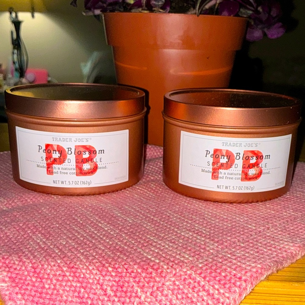 Set of 2 Trader Joe’s Peony Blossom Scented Candles